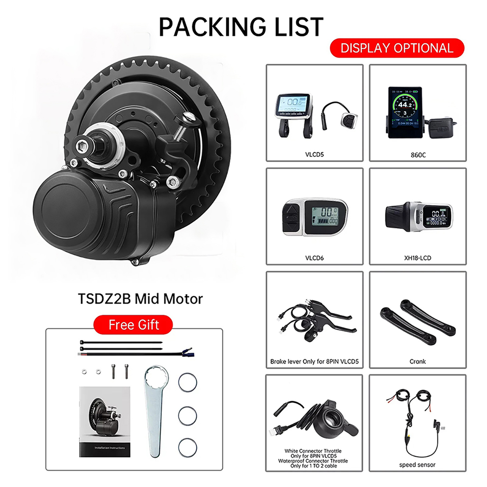 Tongsheng TSDZ2B BB 120mm 100m - đánh giá và giá Torque Sensor Mid Drive Motor Kit